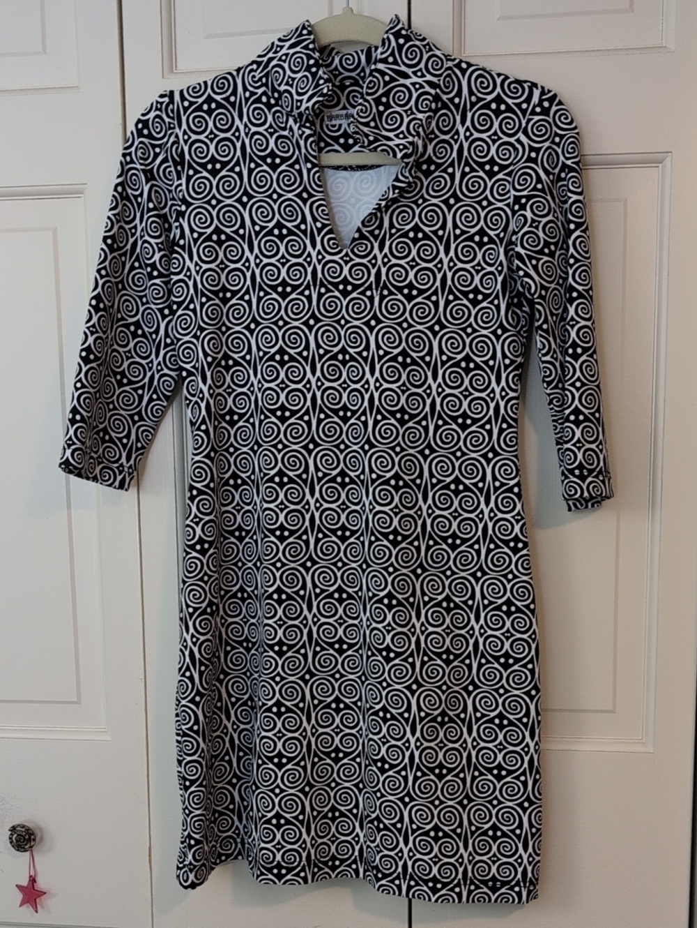 Black & White Swirl Print Women's Dress